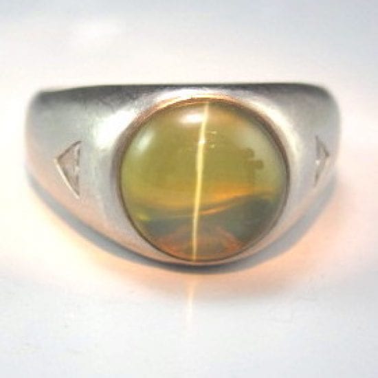 sterling silver cat's eye stone simple free size ring - 1000030738