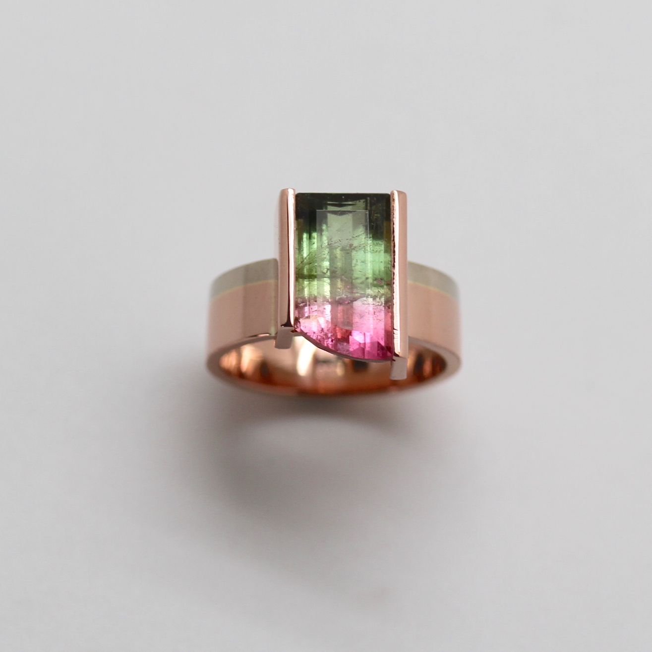 Buy Watermelon Tourmaline Ring, Baguette Engagement Ring, Pink Green Three  Stone Ring, Rose Gold Ring Online in India - Etsy